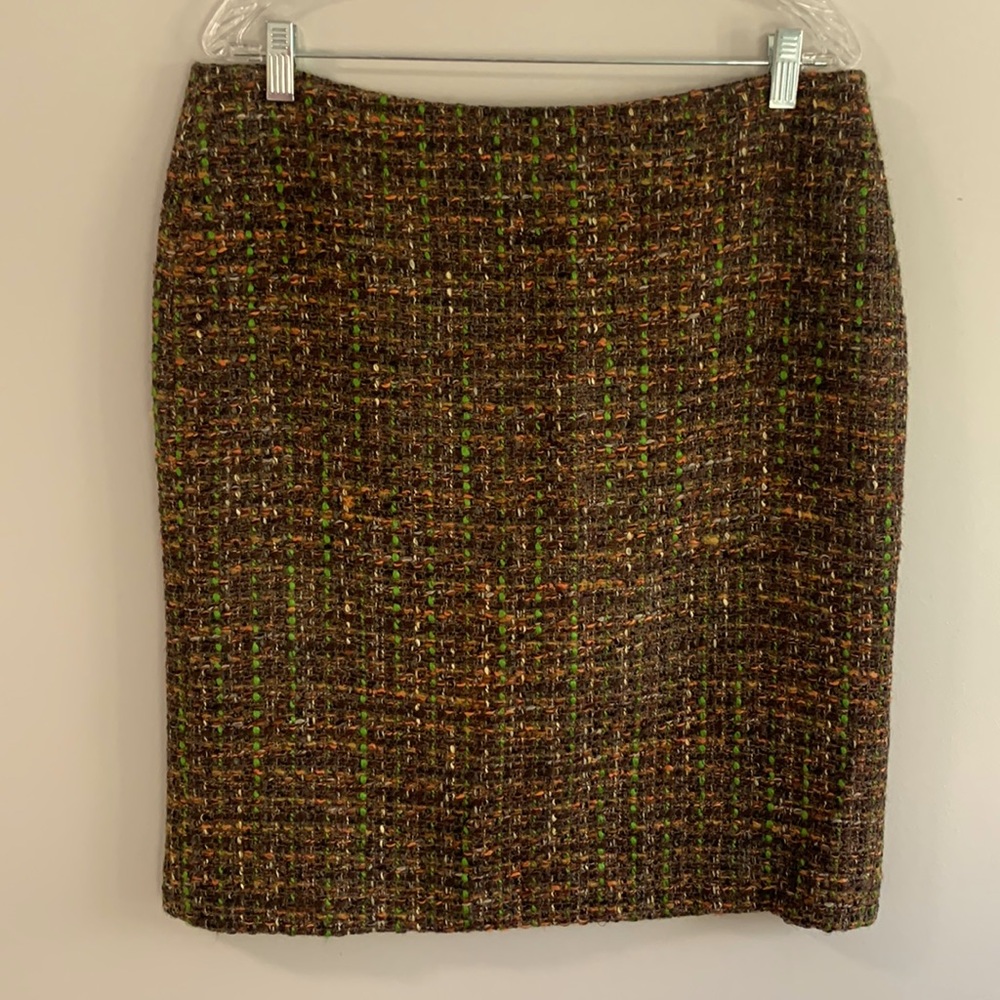 Talbots Tweed Pencil Skirt in Brown Multi Color